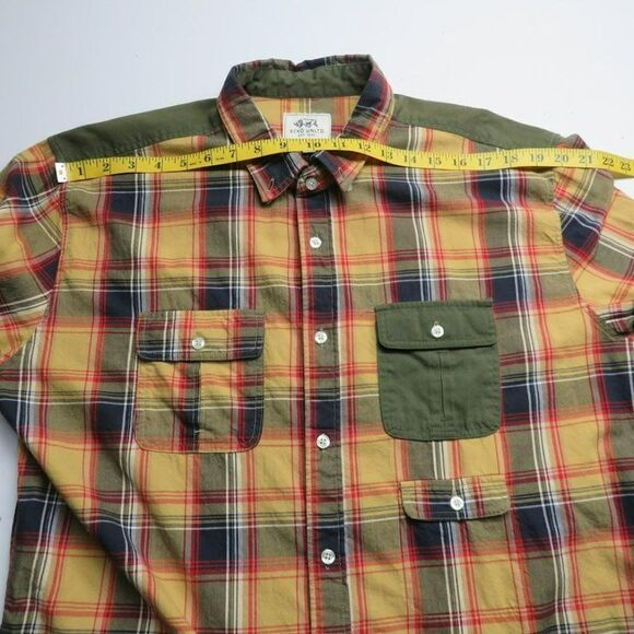 Ecko UNLTD. Button Down Shirt Men's Size XL Red Gold Plaid Long Sleeve - Picture 5 of 8
